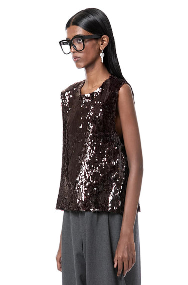 Laminated Sequined Tank Top-Tops-Dhruv Kapoor-Debs Boutique